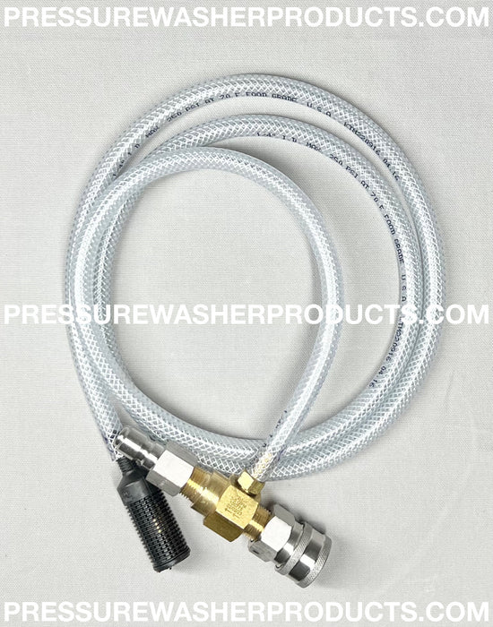 GP 1.8 CHEMICAL INJECTOR HI-DRAW ASSEMBLY 5' HOSE FILTER SS QC'S