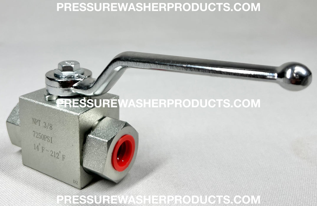 HIGH PRESSURE POWER WASHING BALL VALVE 7400 PSI 3/8" FPT PLATED