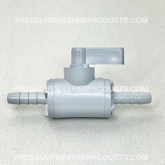 PLASTIC BALL VALVE 1/4"HOSE BARB ENDS FOR CHEMICAL INJECTOR HOSE